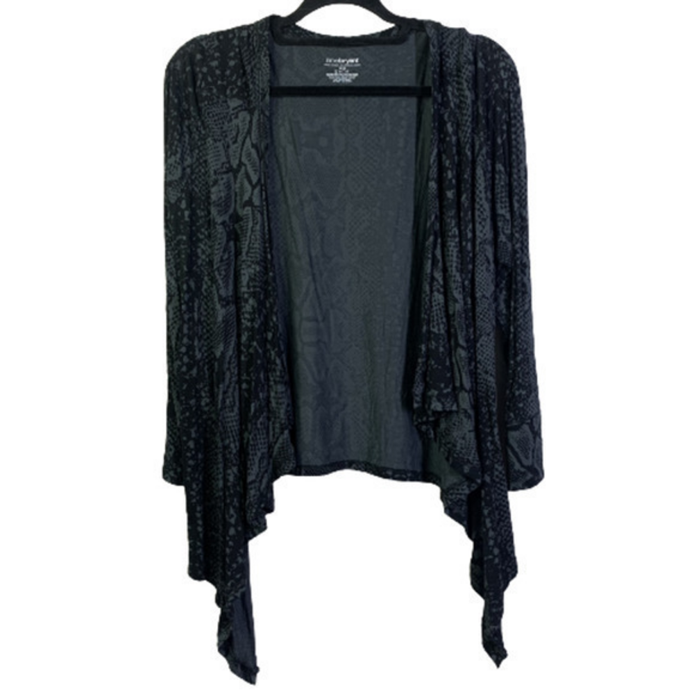 LANE BRYANT‎ Black & Grey Reptile Print Flowy Cardigan